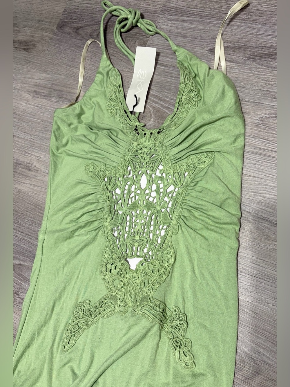 Sky Brand Gozma Crochet Maxi Dress Moss Green/Sage Small NWT - Picture 14 of 14